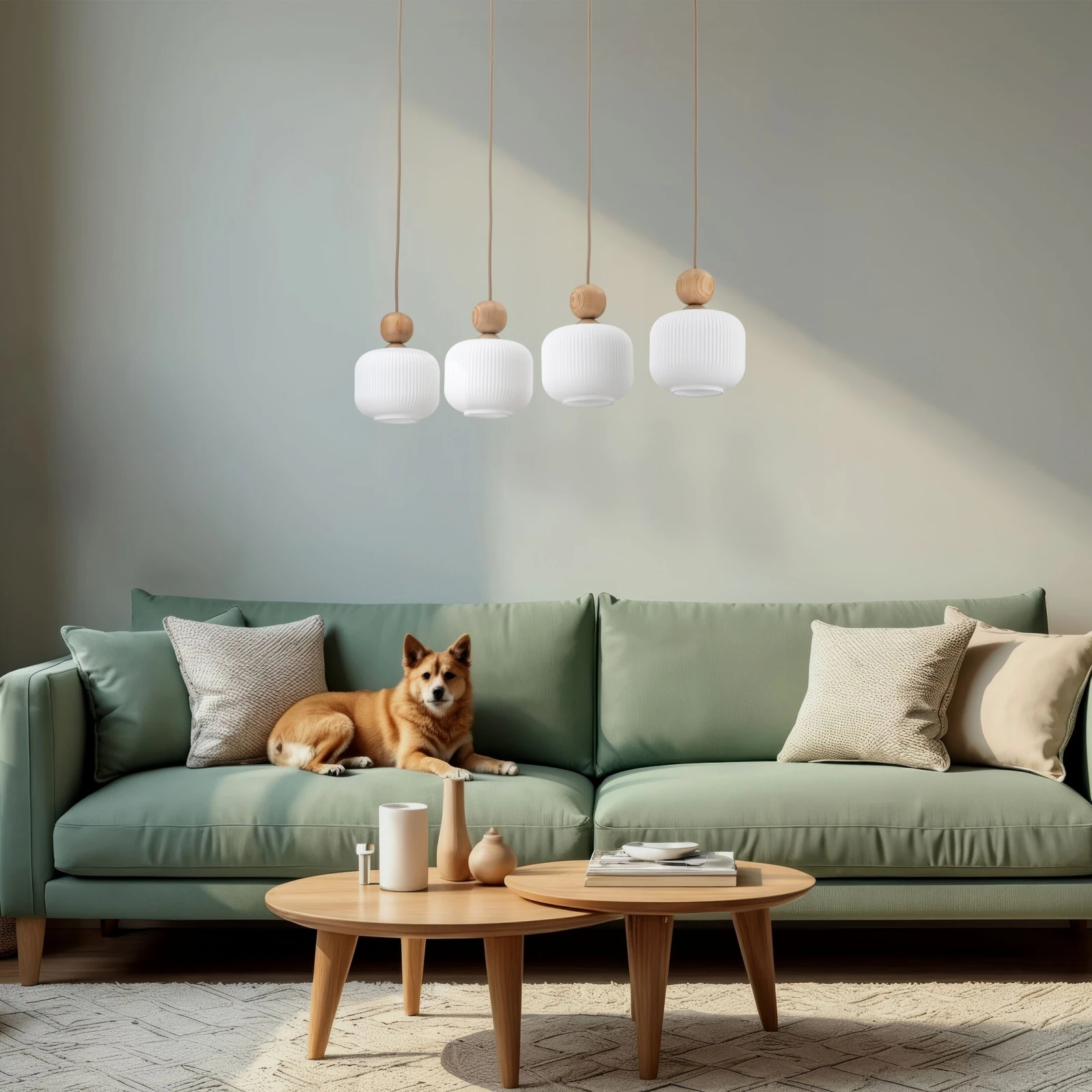 Pendant light 4x10 W – linear, glass shades