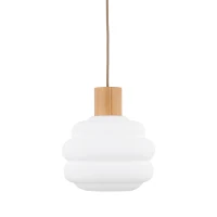 Pendant 1xE27 light – wavy white glass shade, beige detail - Image 3