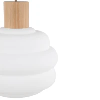 Pendant 1xE27 light – wavy white glass shade, beige detail - Image 5