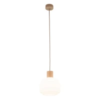 Pendant 1xE27 light – wavy white glass shade, beige detail - Image 6