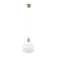 Pendant 1xE27 light – wavy white glass shade, beige detail - Image 7