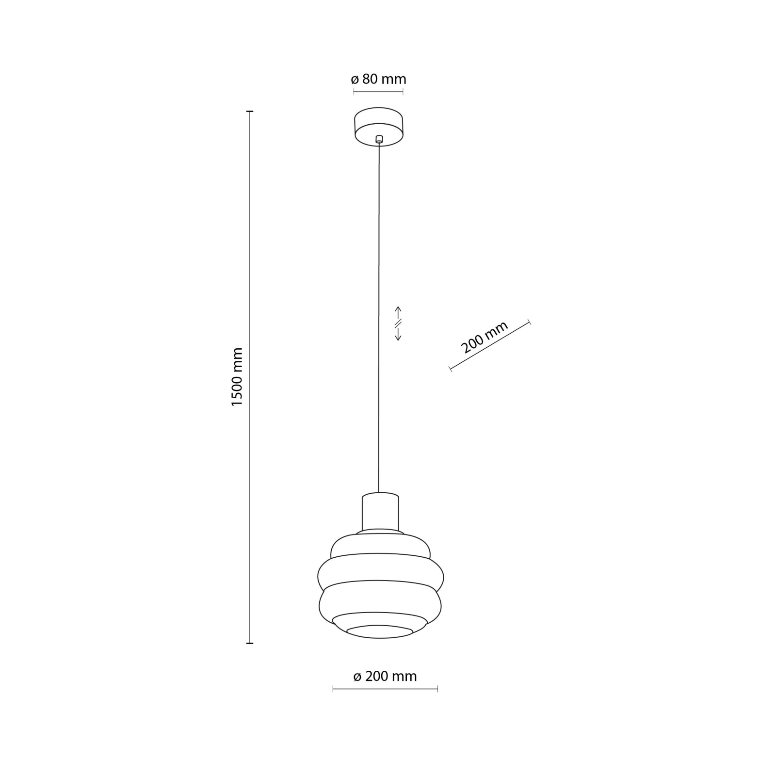 Pendant 1xE27 light – wavy white glass shade, beige detail