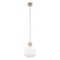 Pendant 1xE27 light – wavy white glass shade, beige detail - Image 2