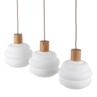 Pendant 3xE27 light – linear, white wavy glass shades - Image 4