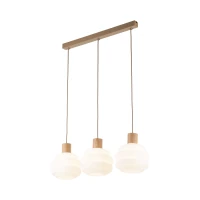 Pendant 3xE27 light – linear, white wavy glass shades - Image 5