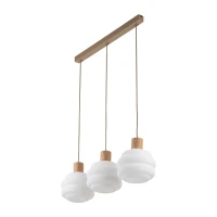 Pendant 3xE27 light – linear, white wavy glass shades - Image 6