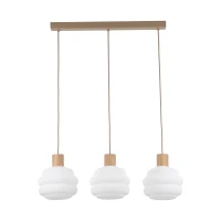 Pendant 3xE27 light – linear, white wavy glass shades - Image 8