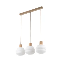Pendant 3xE27 light – linear, white wavy glass shades - Image 1