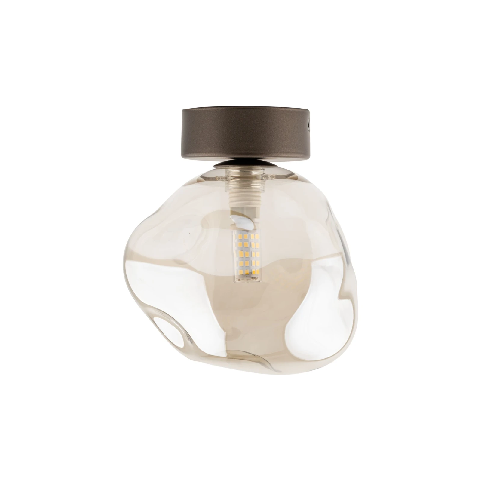 Ceiling light 10 W – brown glass, transparent LAVA shade