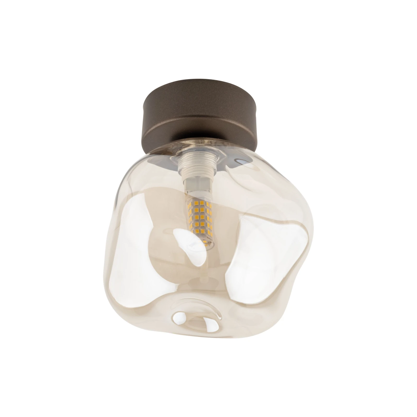 Ceiling light 10 W – brown glass, transparent LAVA shade