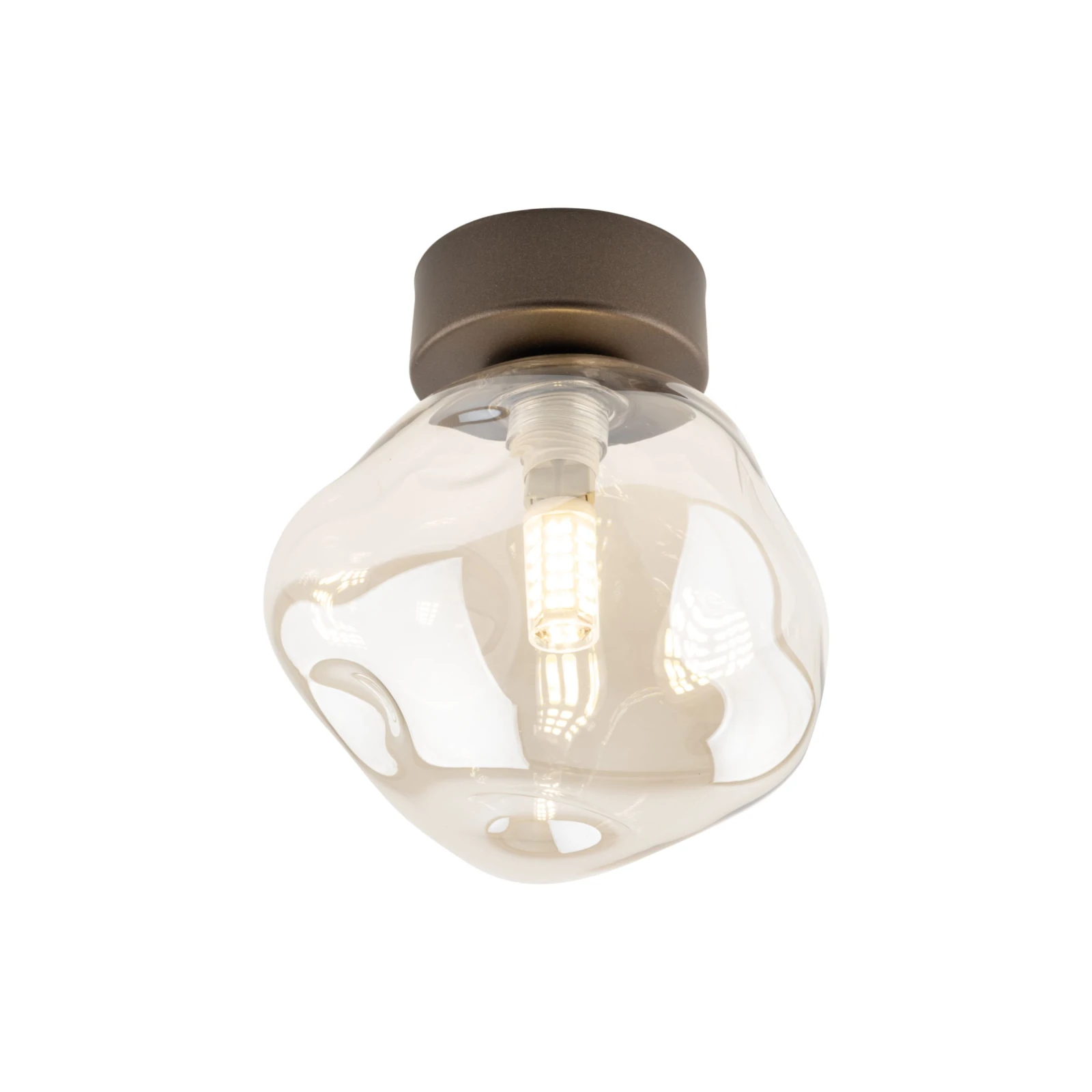 Ceiling light 10 W – brown glass, transparent LAVA shade