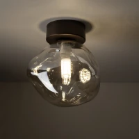 Ceiling light 10 W – brown glass, transparent LAVA shade - Image 1