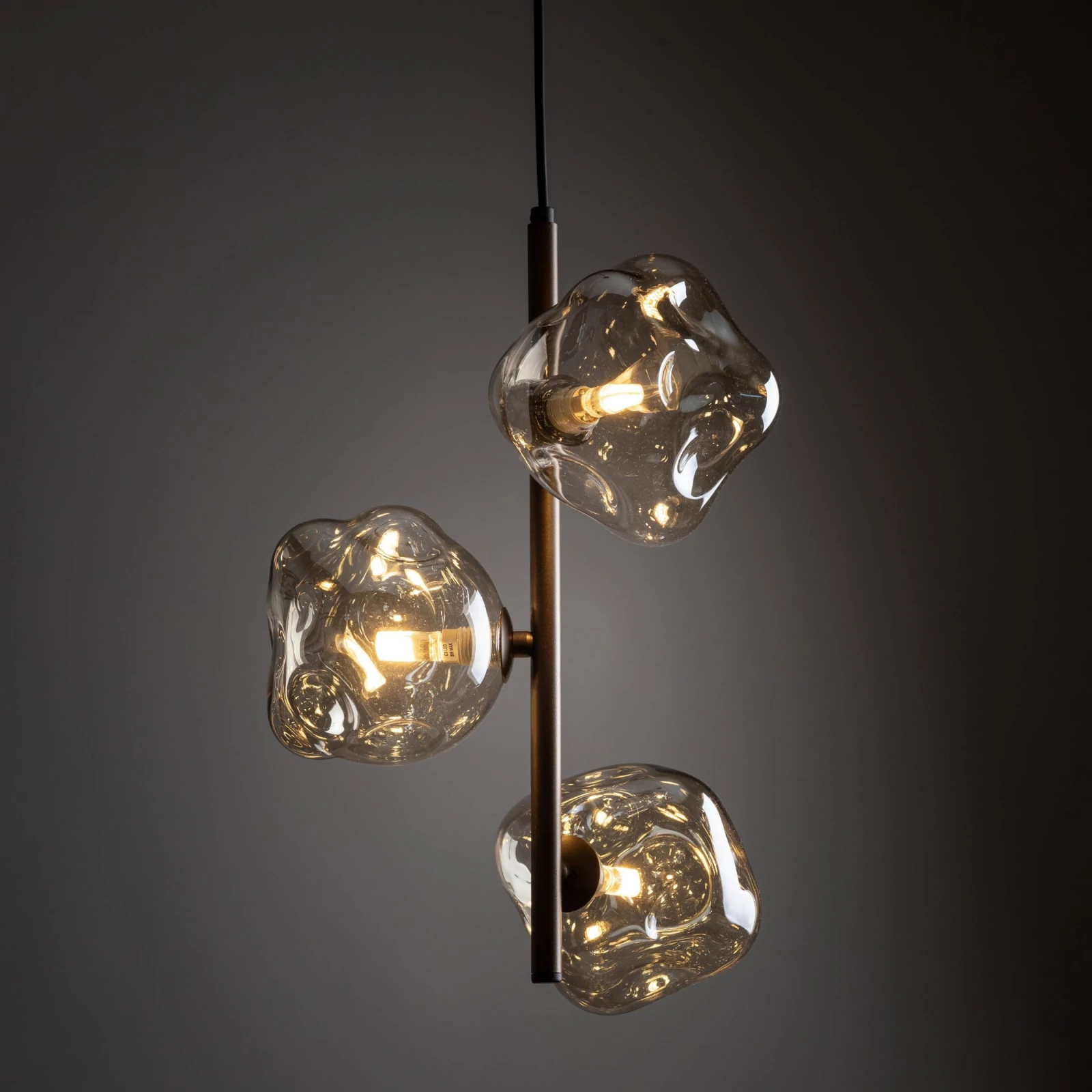Pendant light 3x8 W – brown glass, three LAVA shades
