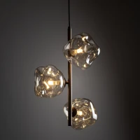 Pendant light 3x8 W – brown glass, three LAVA shades - Image 3