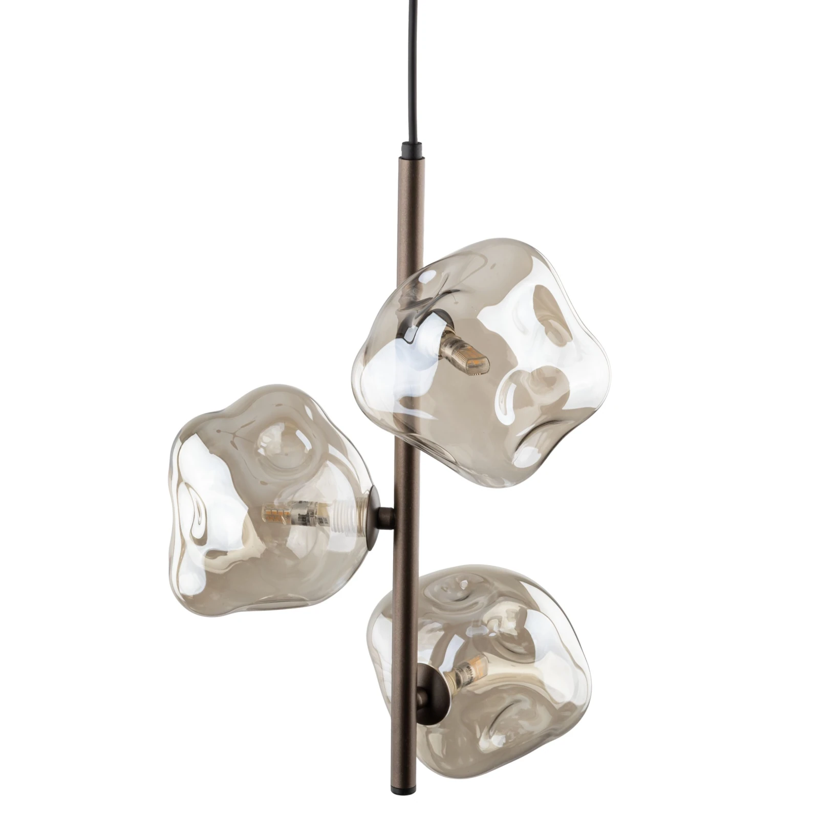 Pendant light 3x8 W – brown glass, three LAVA shades
