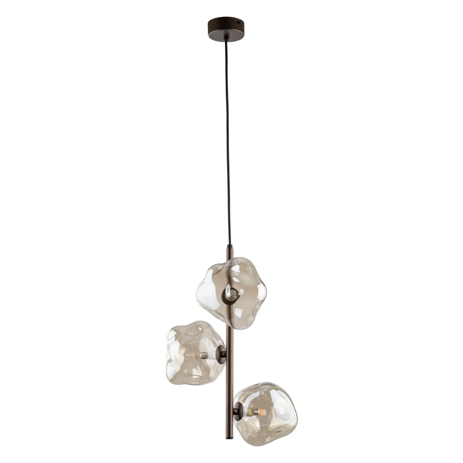 Pendant light 3x8 W – brown glass, three LAVA shades