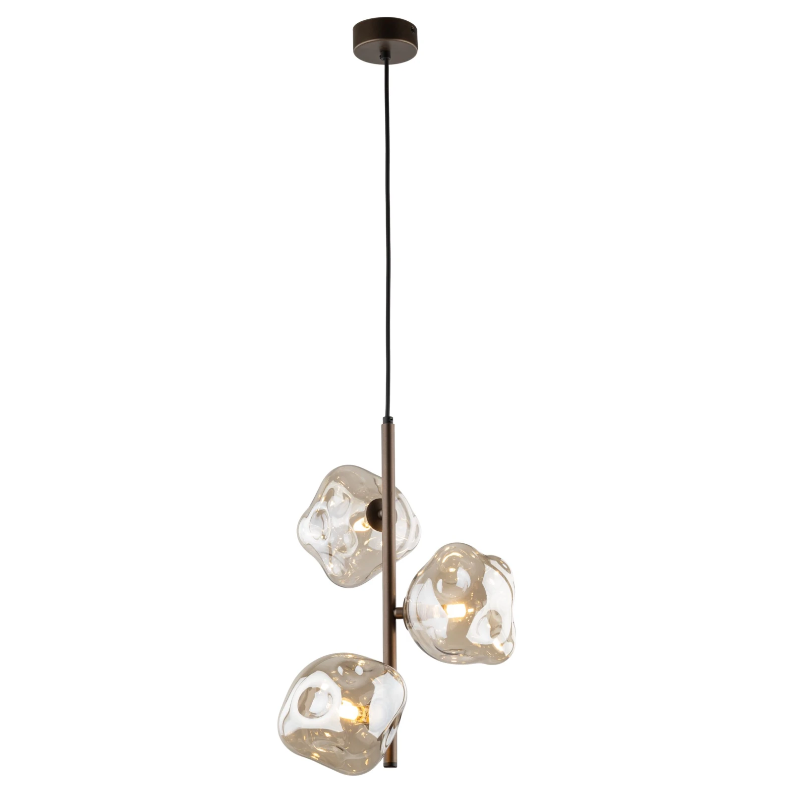 Pendant light 3x8 W – brown glass, three LAVA shades