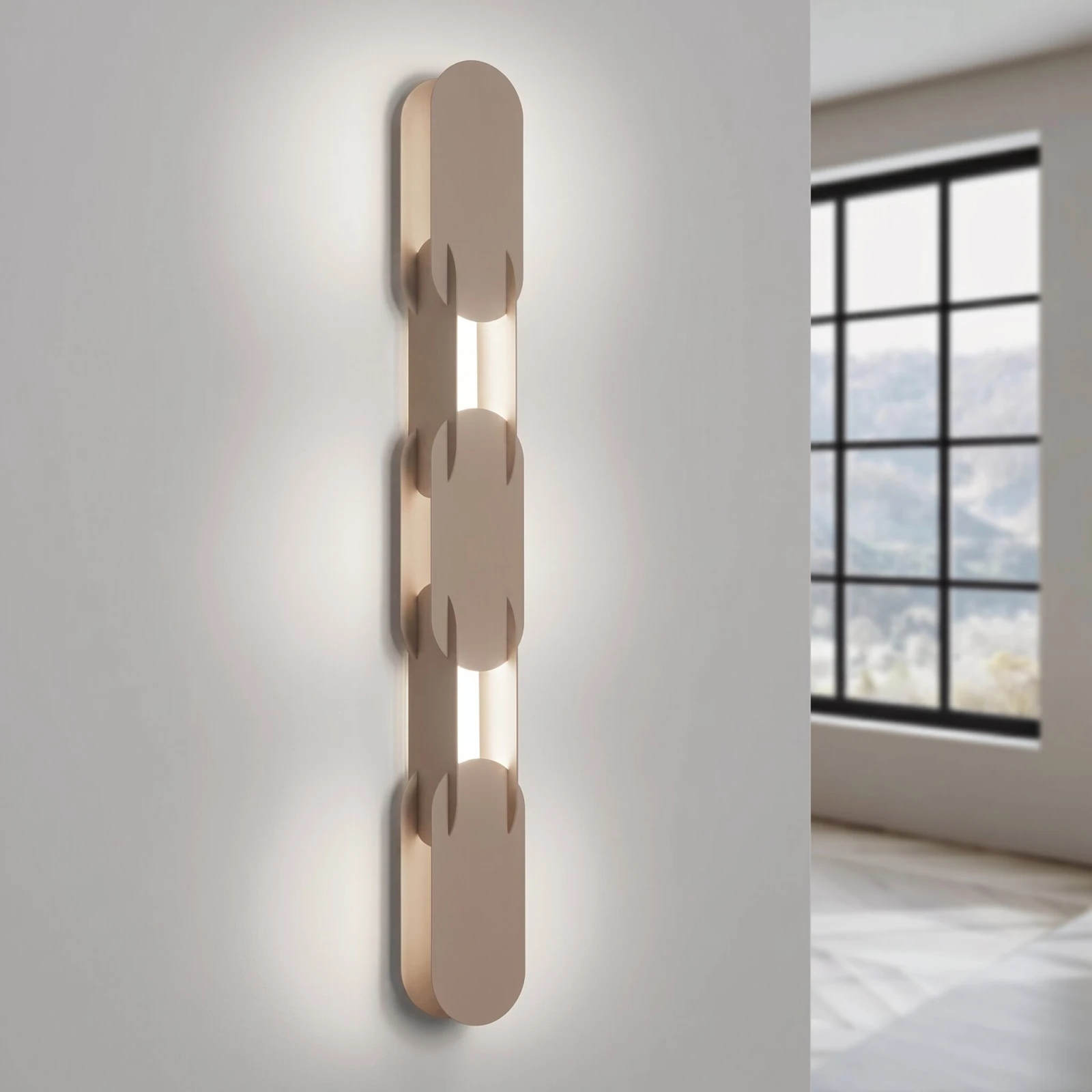 Wall lamp 91 cm – linear, taupe, DALI dimmable