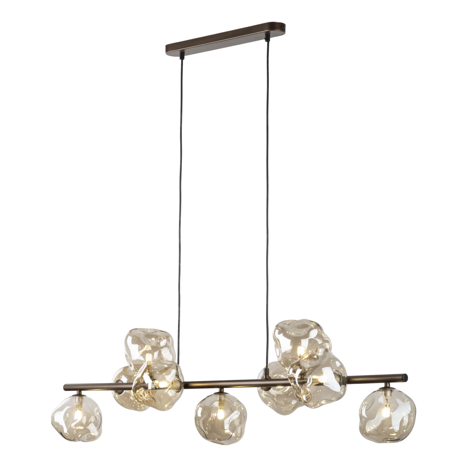 Pendant light 9x8 W – brown glass LAVA composition