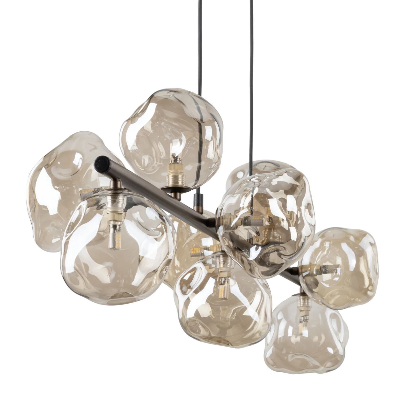 Pendant light 9x8 W – brown glass LAVA composition