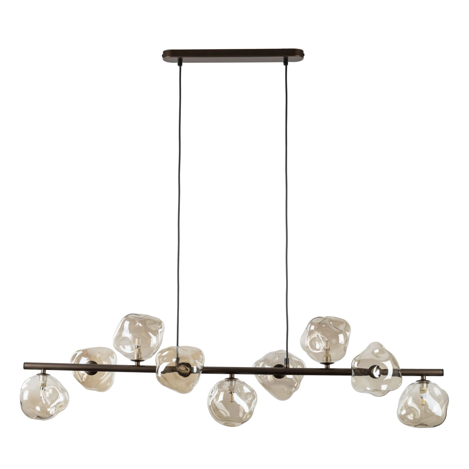 Pendant light 9x8 W – brown glass LAVA composition