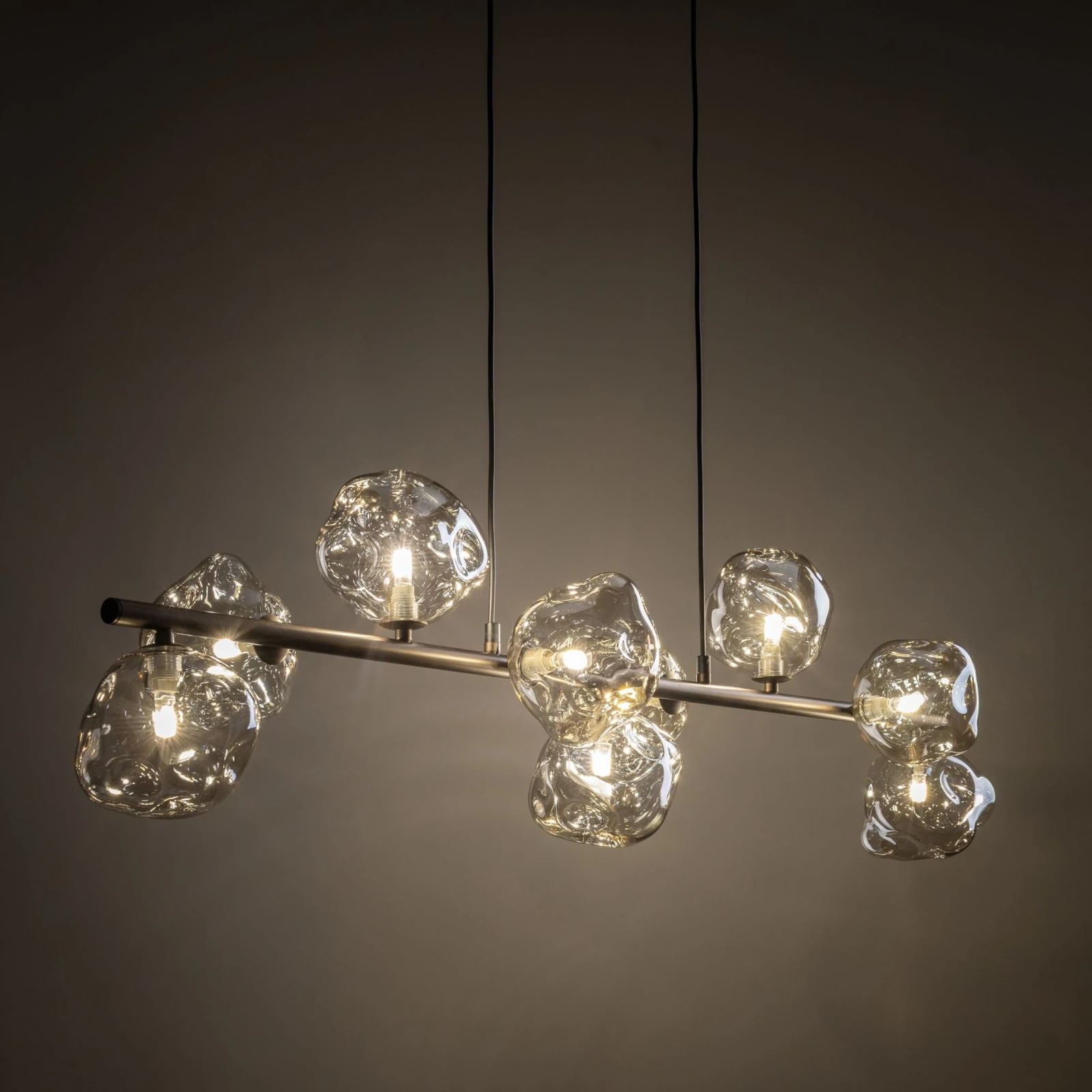 Pendant light 9x8 W – brown glass LAVA composition