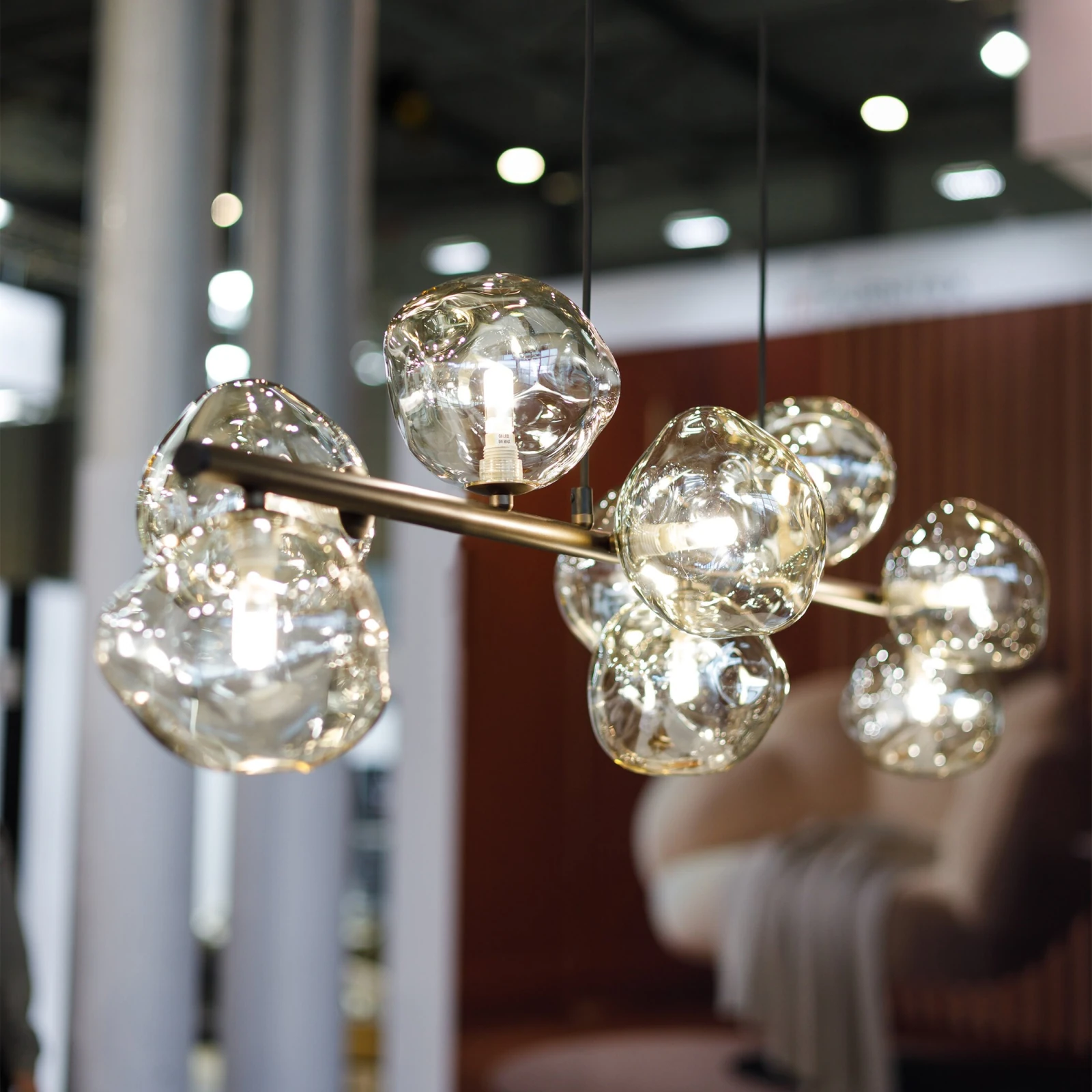 Pendant light 9x8 W – brown glass LAVA composition