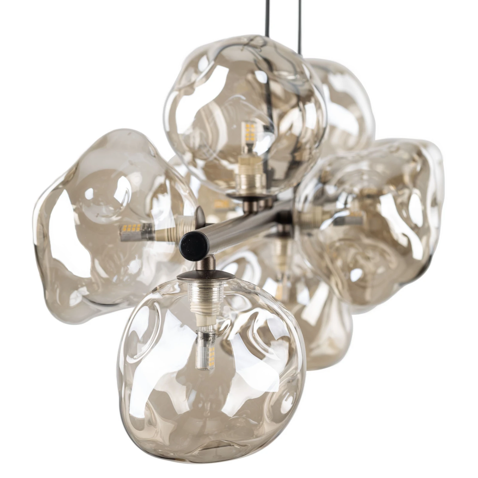 Pendant light 9x8 W – brown glass LAVA composition