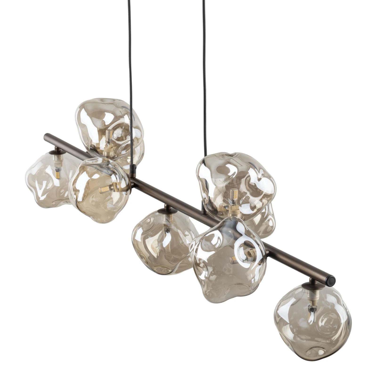 Pendant light 9x8 W – brown glass LAVA composition