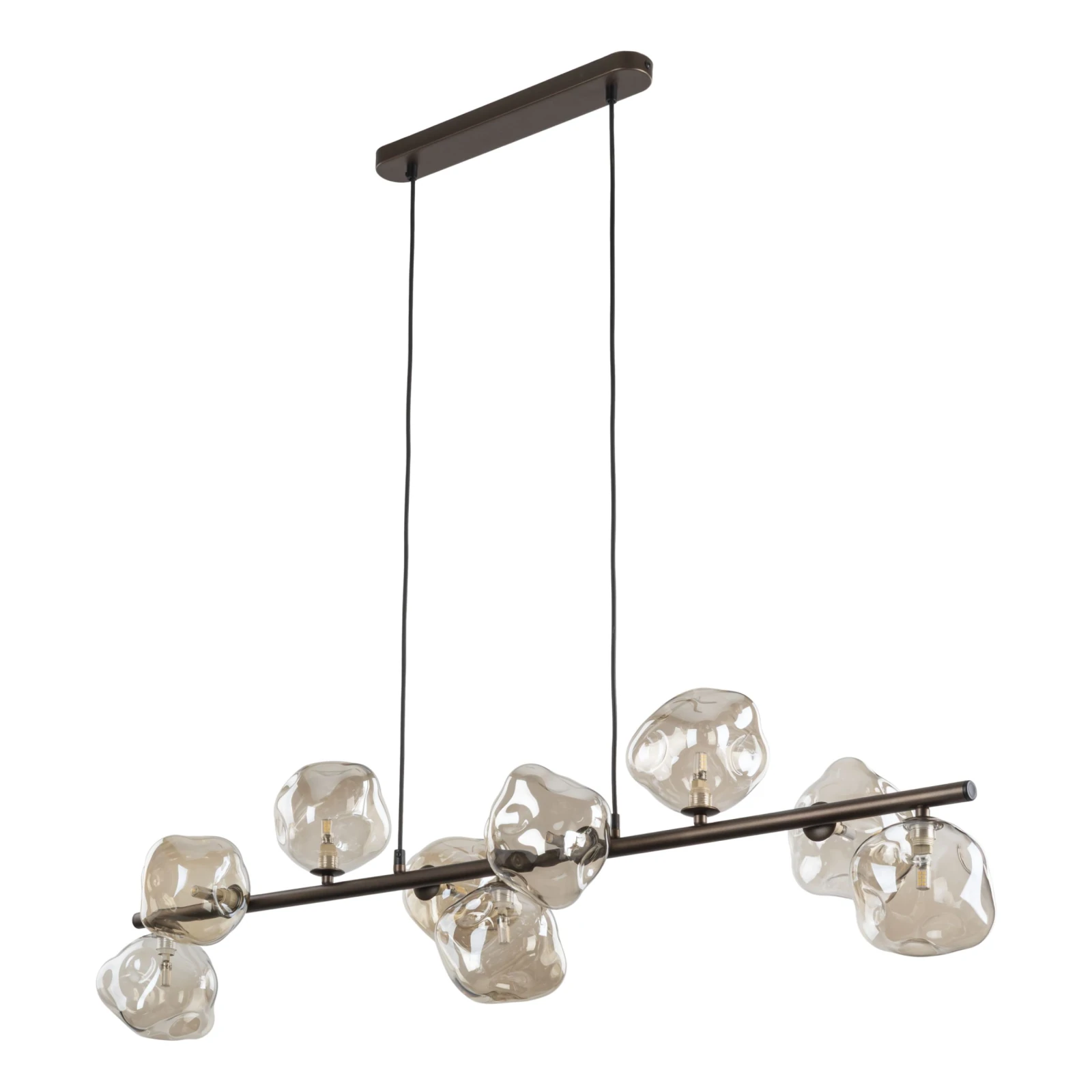 Pendant light 9x8 W – brown glass LAVA composition