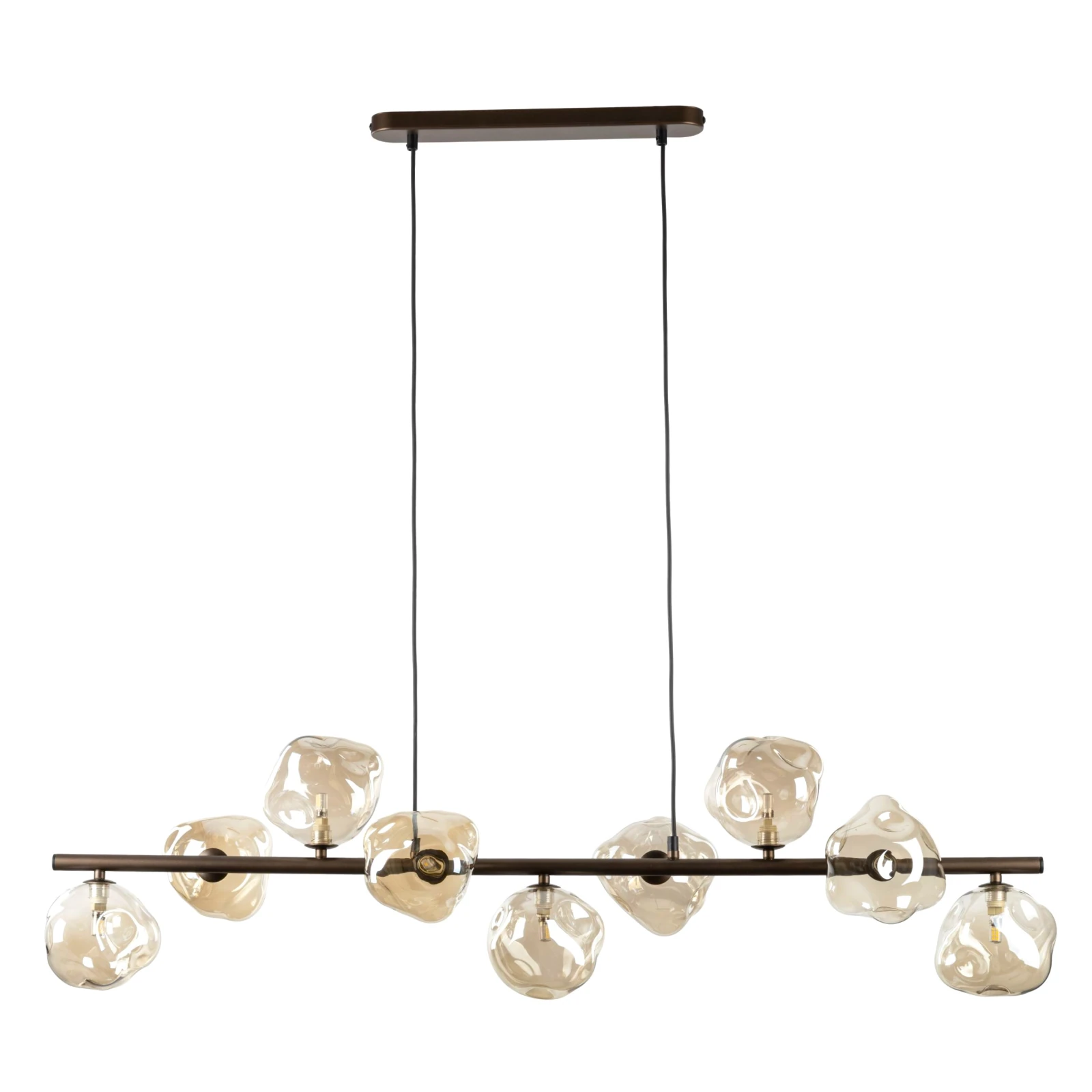 Pendant light 9x8 W – brown glass LAVA composition