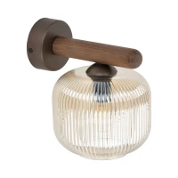 Wall light 10 W – brown glass, wood accent SALVIA - Image 3