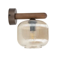 Wall light 10 W – brown glass, wood accent SALVIA - Image 4
