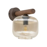 Wall light 10 W – brown glass, wood accent SALVIA - Image 6
