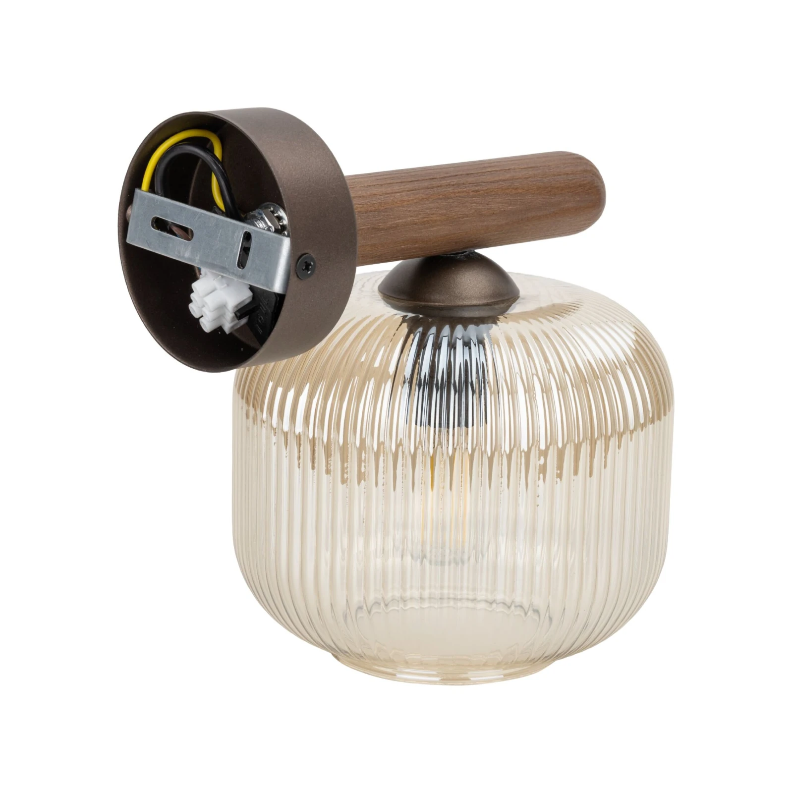 Wall light 10 W – brown glass, wood accent SALVIA