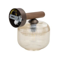 Wall light 10 W – brown glass, wood accent SALVIA - Image 8