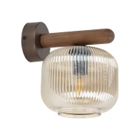 Wall light 10 W – brown glass, wood accent SALVIA - Image 2