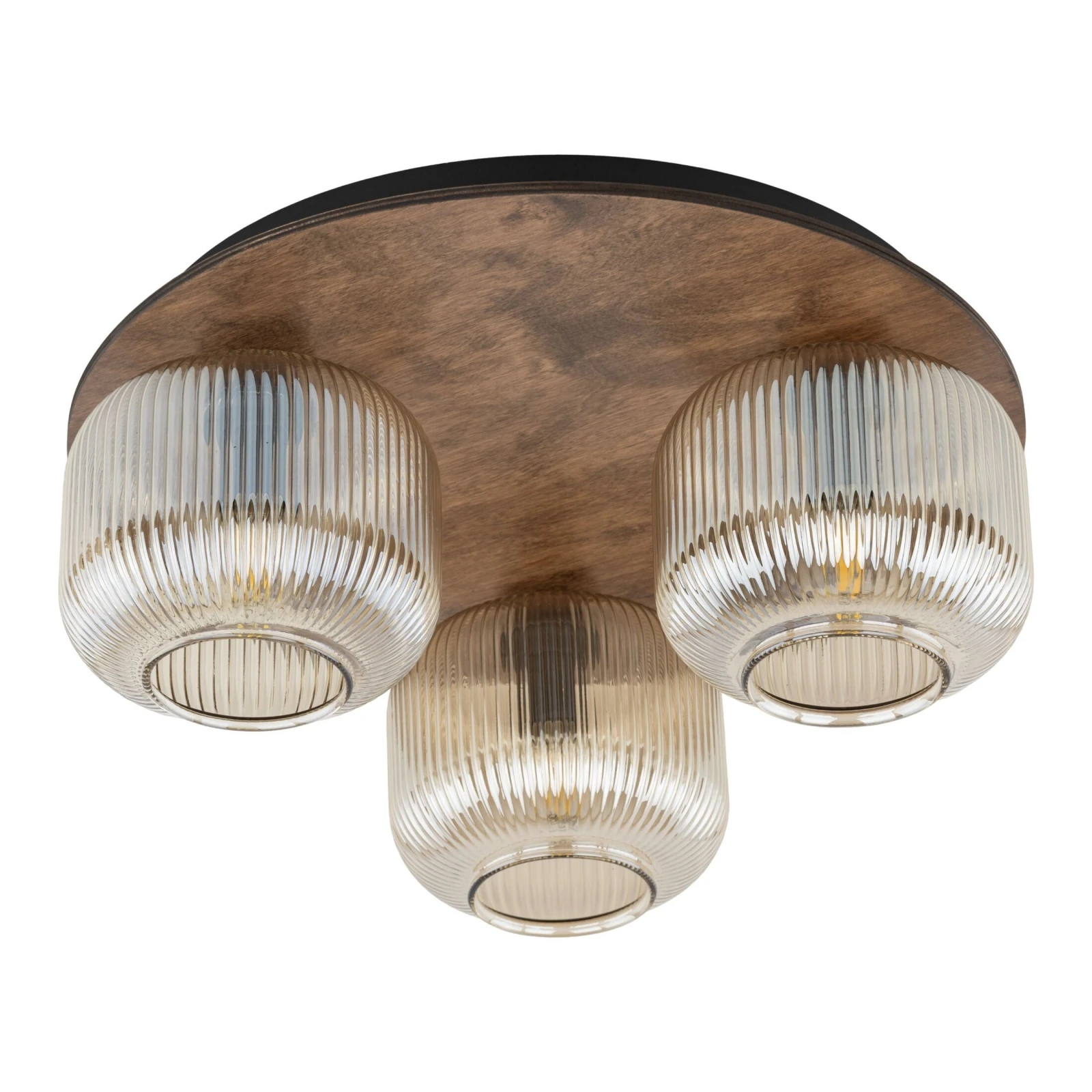 SALVIA ceiling light 3 x E14 – brown, smoked fluted glass