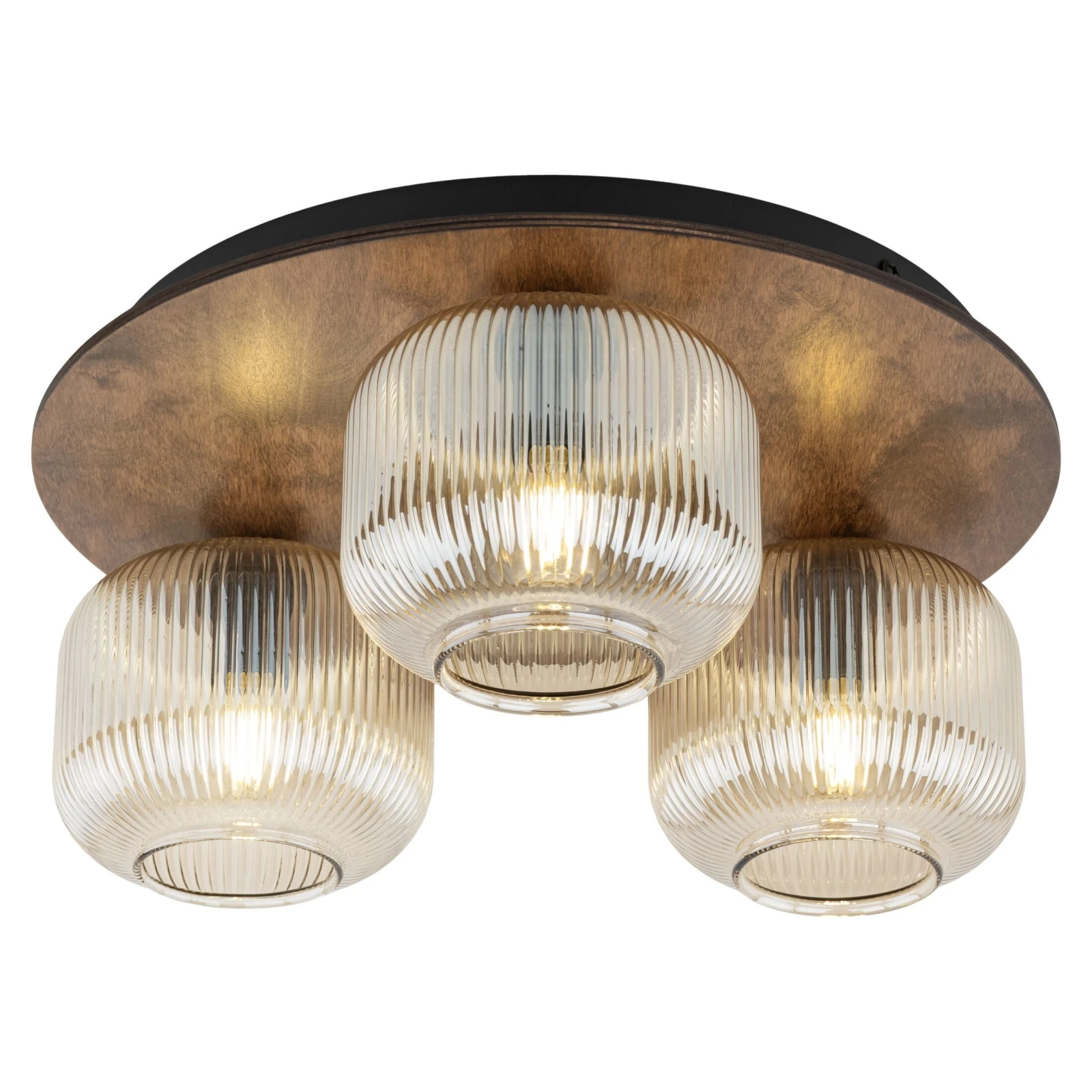 SALVIA ceiling light 3 x E14 – brown, smoked fluted glass