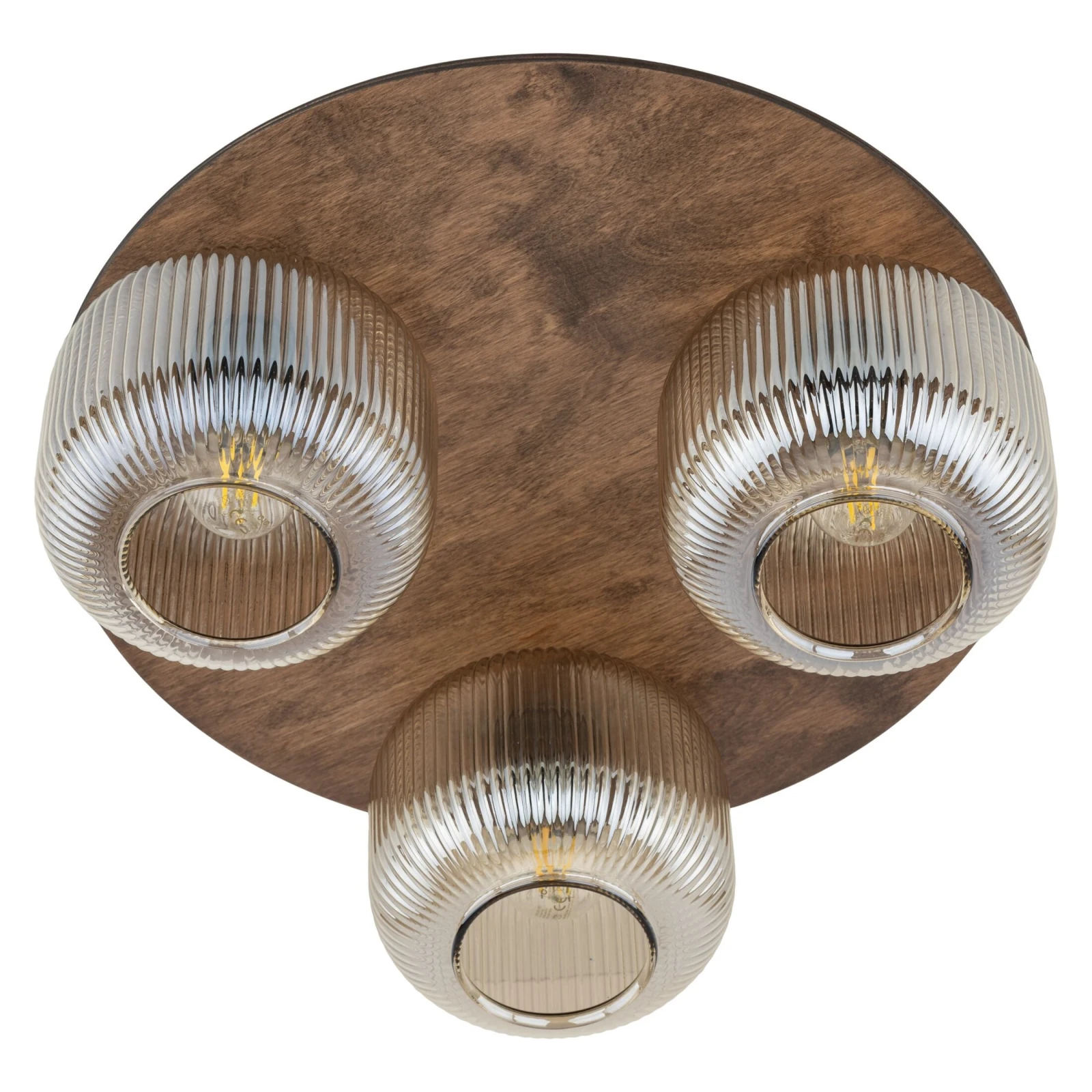 SALVIA ceiling light 3 x E14 – brown, smoked fluted glass