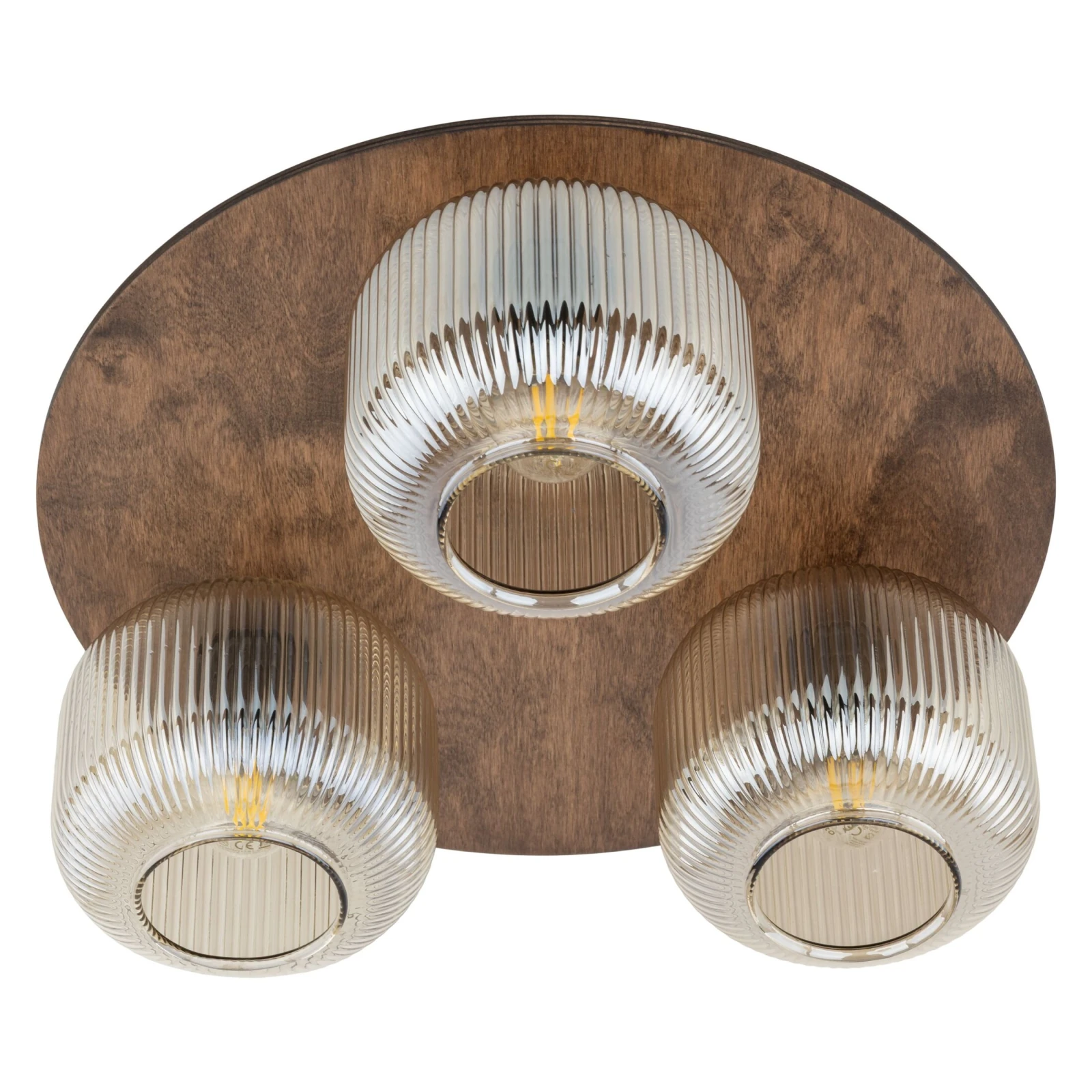 SALVIA ceiling light 3 x E14 – brown, smoked fluted glass