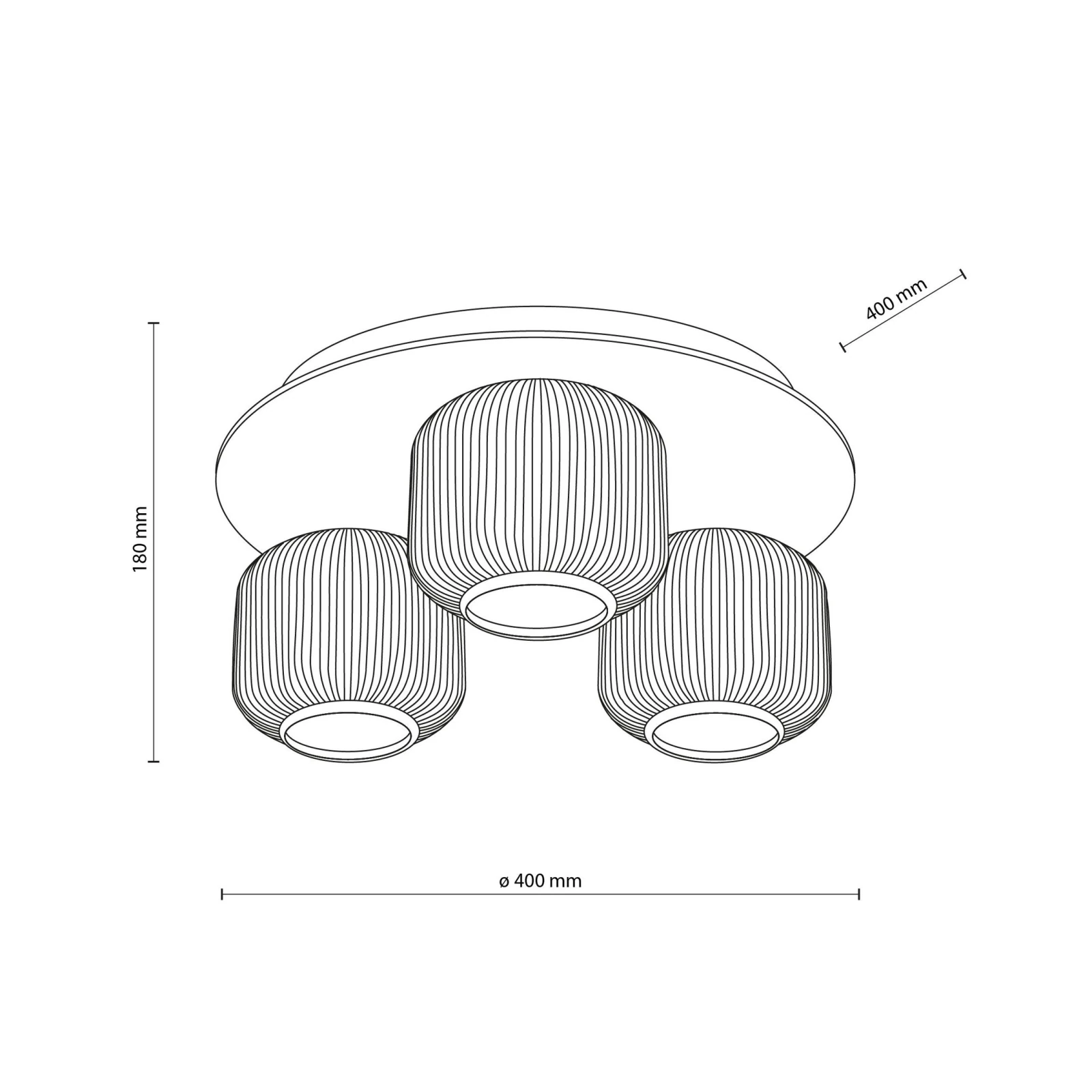 SALVIA ceiling light 3 x E14 – brown, smoked fluted glass
