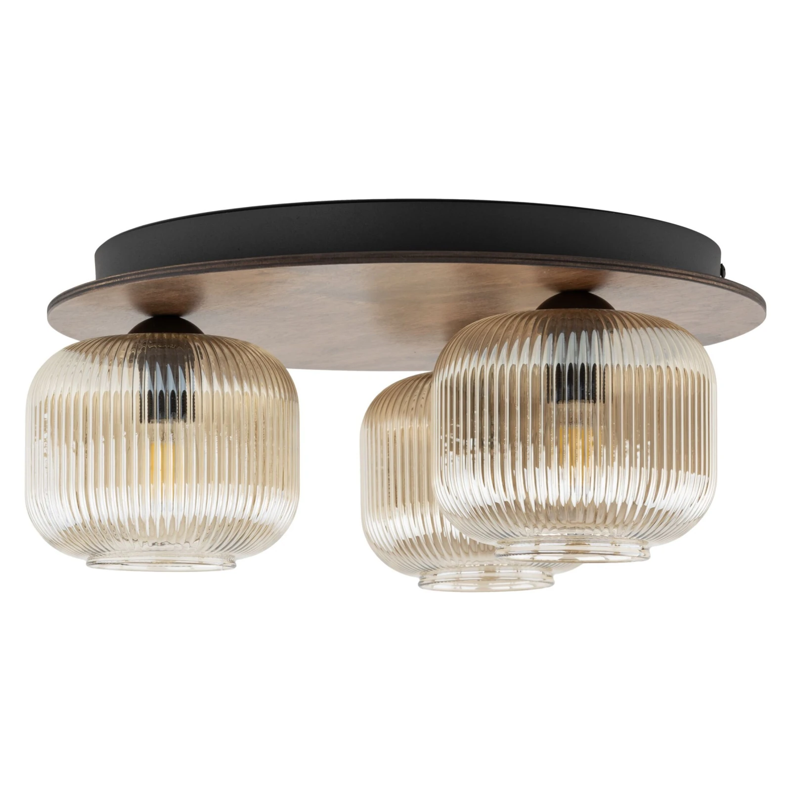 SALVIA ceiling light 3 x E14 – brown, smoked fluted glass