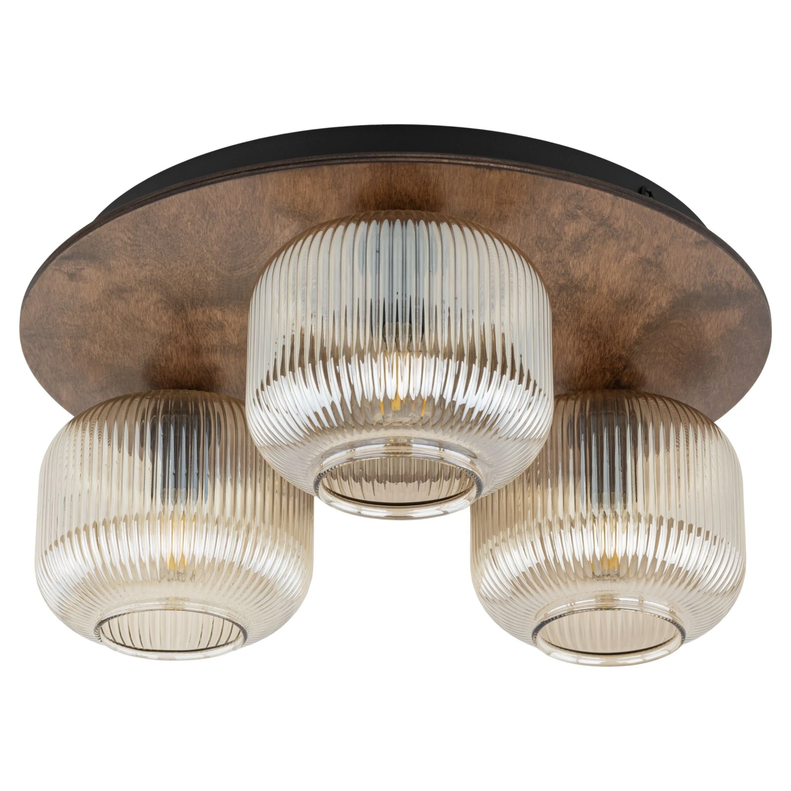 SALVIA ceiling light 3 x E14 – brown, smoked fluted glass