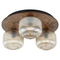 SALVIA ceiling light 3 x E14 – brown, smoked fluted glass - Image 1