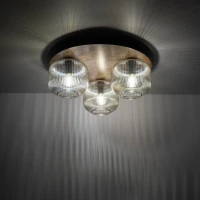 SALVIA ceiling light 3 x E14 – brown, smoked fluted glass - Image 2