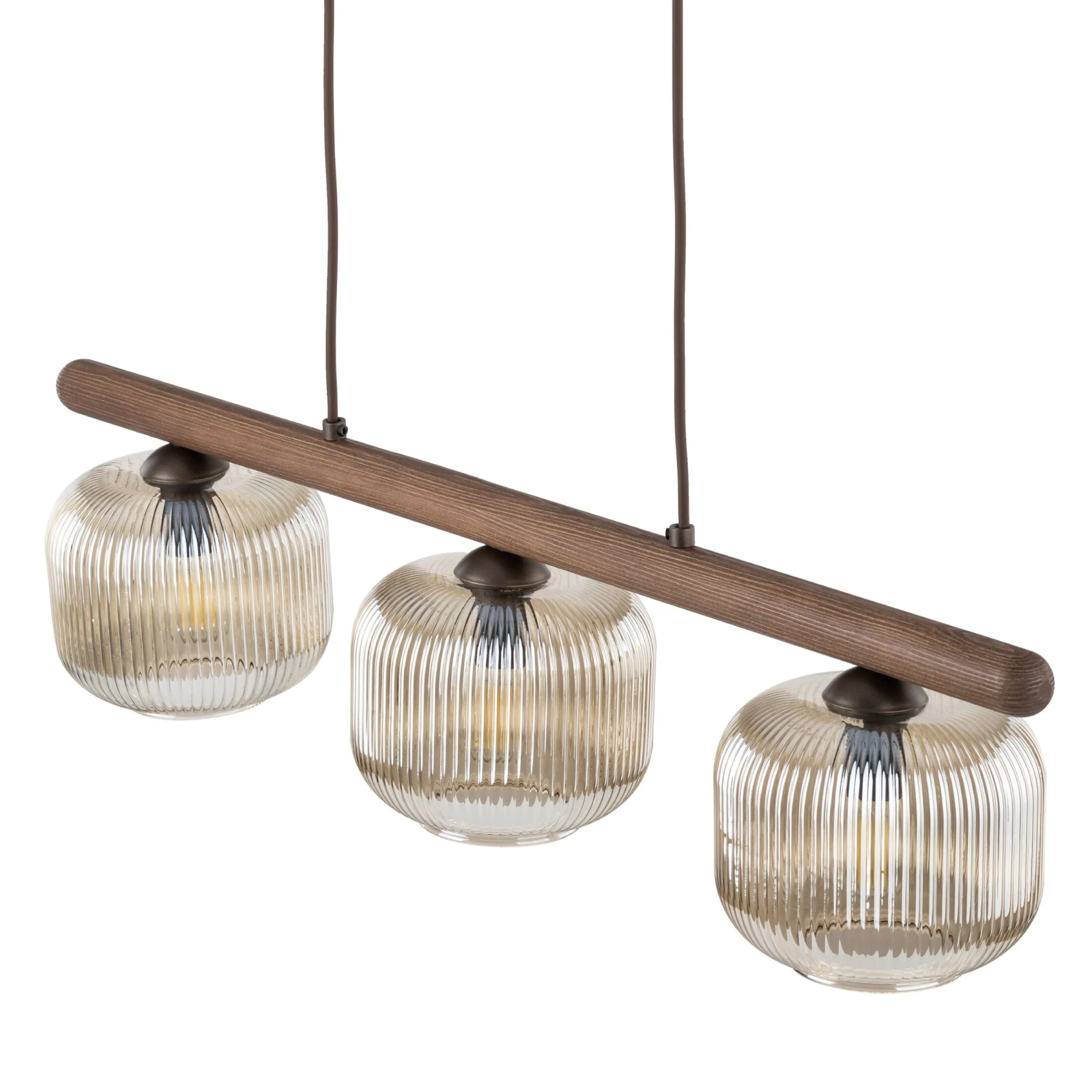 SALVIA pendant light 3 x E14 – brown, smoked ribbed glass