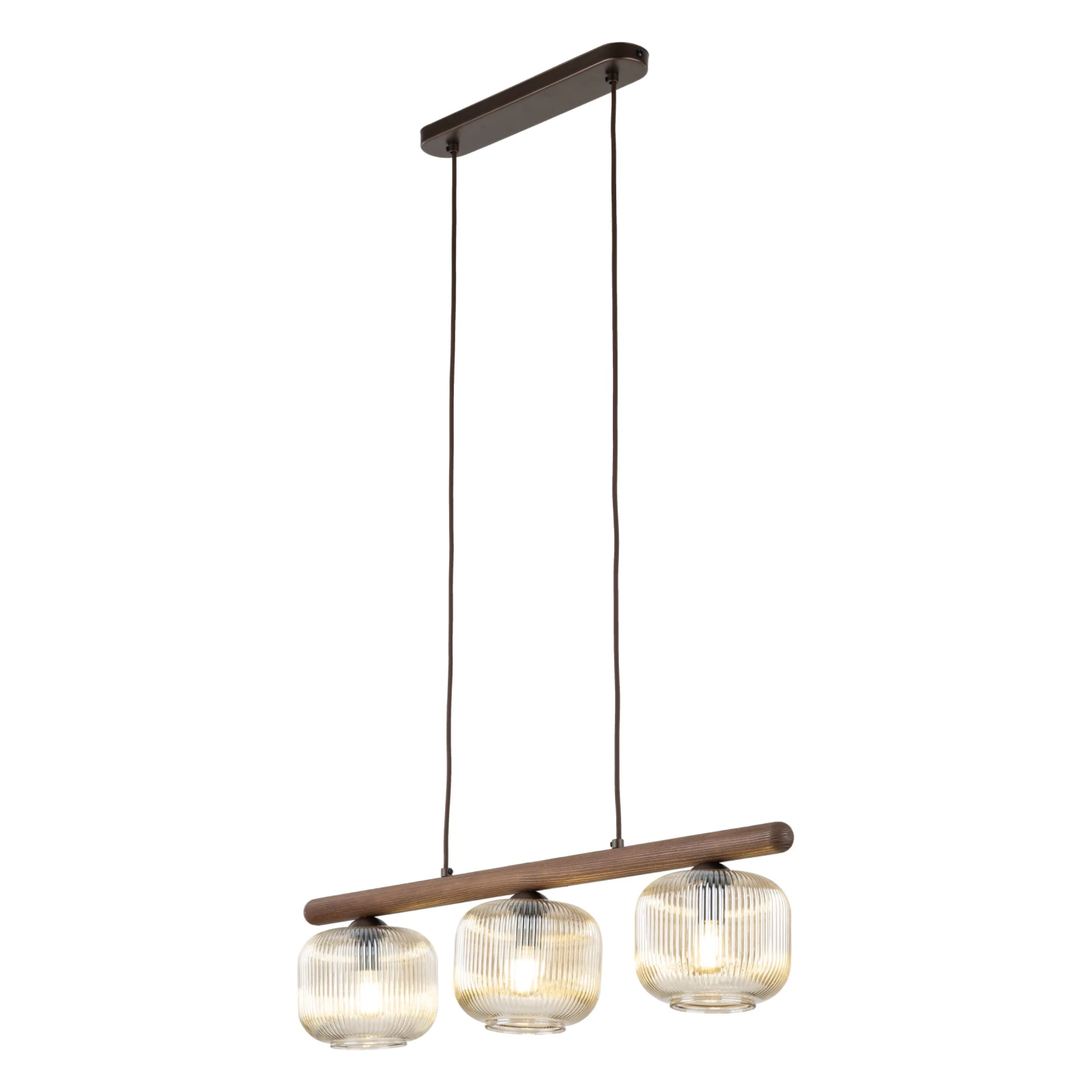 SALVIA pendant light 3 x E14 – brown, smoked ribbed glass