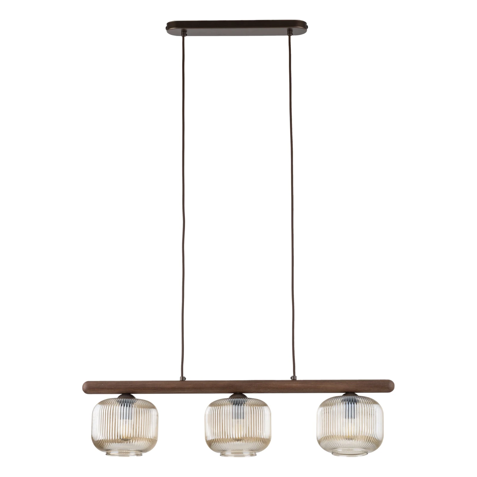 SALVIA pendant light 3 x E14 – brown, smoked ribbed glass