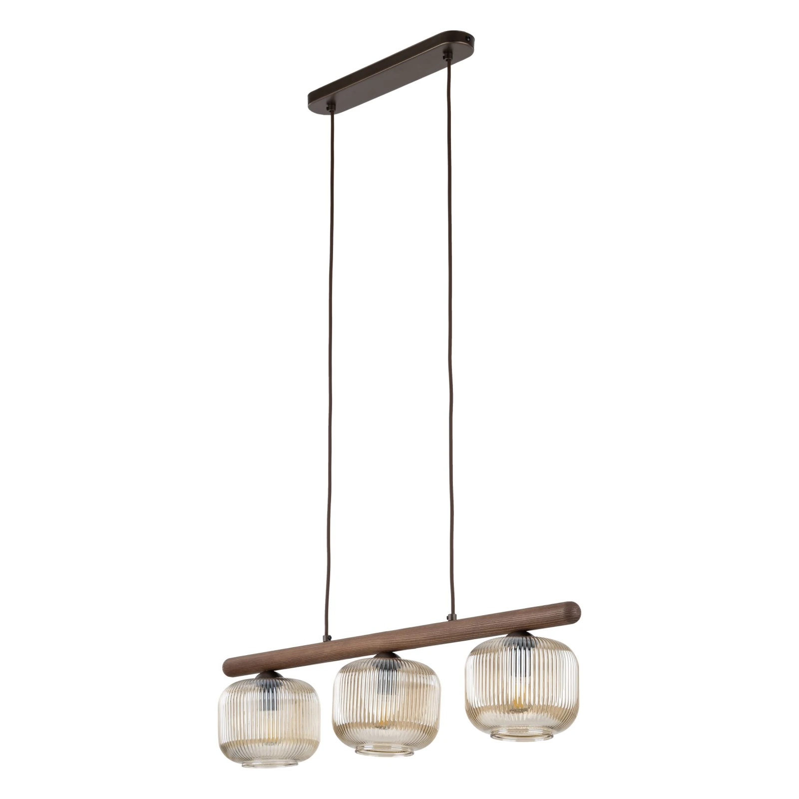 SALVIA pendant light 3 x E14 – brown, smoked ribbed glass